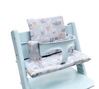 ZARPMA Cuscino per seggiolone compatibile con seggiolone Stokke Tripp Trapp Chiar, inserto in tessuto di cotone imbottito con imbottitura in cotone (foresta grigia)