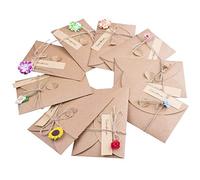 ZARRS Biglietti di auguri e buste, confezione multipla di biglietti di auguri retrò in carta kraft, vuoti all'interno, fatti a mano, per compleanno, Natale, anniversario di matrimonio, festa della