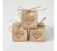 ZARRS Scatole per Caramelle, 50 Pezzi Scatola in Carta Kraft con Cuore e Juta di Tela Vintage Contenitore in Carta per Dolci,Matrimonio,Festa,Compleanno,Natale,Baby Shower e Fai-da-Te