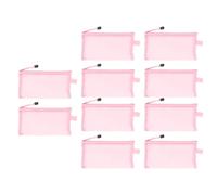 ZASCHMOY 10 Pezzi di Matita in Rete in Nylon Impermeabile con Cerniera | Borse per Organizzatore di Documenti Resistenti Alla Lacrime per Carta A6 | Casche di Maglie Grigie per Ufficio e Casa (PINK)