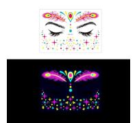 ZASCHMOY Adesivo per Viso Fluorescente, Accessori per Body Art Impermeabili Che Si Illuminano Al Buio con Facile Applicazione per il Trasferimento Dell'acqua, per Feste Ballo in (fa-011)