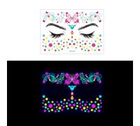ZASCHMOY Adesivo per Viso Fluorescente, Accessori per Body Art Impermeabili Che Si Illuminano Al Buio con Facile Applicazione per il Trasferimento Dell'acqua, per Feste Ballo in (fa-012)
