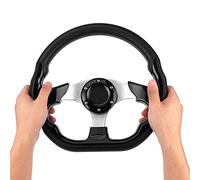 ZASCHMOY Auto Gara Universale 12,5 Pollici Volante in Alluminio Nero Lucido e PVC con Bottone a Corno Compatibile con la Maggior Parte dei Veicoli