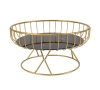 ZASCHMOY Canket di Frutta in Metallo di Grande capacità con Design Cavo per Bancone da Cucina o Tavolo da Pranzo in Bianco con Strisce d'oro (#2)