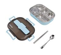 ZASCHMOY Contenitore Termico per il Pranzo in Acciaio Inossidabile con 5 Scomparti, Clamp/Holder di Chiusura di Sicurezza, Ciotola per Zuppa, Bacchette e Cucchiaio per Adulti e Bambini - Ideale per