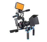 ZASCHMOY Kit Gabbia per Stabilizzatore della Fotocamera Professionale con Maniglia Superiore Seguire la Messa a Fuoco e la Piattaforma per le Spalle per Lenti da 56-82 Mm - Impianto di Suocera in