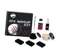 ZASCHMOY Kit per il Trucco di Halloween, Set Professionale per il Trucco Horror con Acqua per Cicatrici di Gel di Sangue Finto, Cera per la Pelle, per Feste di Halloween, Eventi Cosplay