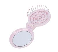 ZASCHMOY Mini Spazzola per Capelli con Specchio Denti Elastici 3D Portatile Viaggio Donne Uomini Bambini Districante Compatta in ABS Gite Spiaggia Uso Quotidiano (Tipo pieghevole)