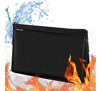 ZASCHMOY Piccola Borsa Portadocumenti Ignifuga, Astuccio Espandibile Resistente All'acqua con Chiusura a Cerniera in Metallo, per Documenti in Formato A5, Contanti, Gioielli, Pass