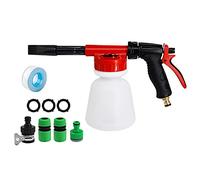 ZASCHMOY Pistola per Schiuma per autolavaggio - Kit ugello spruzzatore per Schiuma di Sapone con Rapporto Regolabile con Bottiglia da 1 l - Perfetto per Tubo da Giardino e Facile Colle