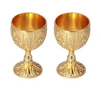 ZASCHMOY Set di Calici retrò Dorati da 2 Pezzi da 30 Ml | Squisiti Bicchieri da Vino in Metallo per Decorazioni da Viaggio e Collezione per la Casa (#1)