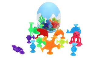 ZASCHMOY Set di Giochi da Bagno a Ventosa - Giocattoli da Costruzione Educativi per Bambini - Riconoscimento degli Animali e Apprendimento Precoce - Plastica TPR - Ideale per Divertirsi Nella Vasca