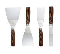 ZASCHMOY Set di Spatole per Stucco, 4 Pezzi di Raschietti in Acciaio Inossidabile con Manico in Legno per Riparazione di Cartongesso, Raschiatura di Vernice, Intonacatura, Rimozione di