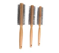 ZASCHMOY Spazzola per Capelli Rotonda Styling 3 Pezzi Spazzola per Arricciacapelli Districante con Manico in Legno Morbido per Tutti i di Capelli Portatile Viaggio