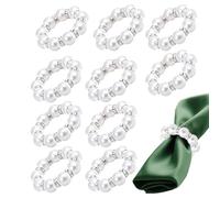 Zasdvn Anelli Portatovaglioli Matrimonio - Portatovaglioli In Perla Imitazione | 10 Pezzi Di Fascie Con Perline,Per Tavola Da Pranzo Festa Appuntamento Cena Stile Campagna Matrimonio Hotel E