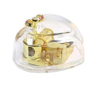 Zasdvn Carillon a forma di cuore, in acrilico - Carillon a forma di cuore in acrilico da sollevare, personaggi musicali trasparenti placcati in oro con fiocco come decorazione per la casa per San