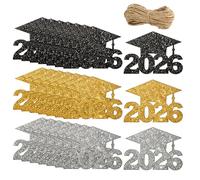 Zasdvn Ciondolo di laurea 2026 | Ciondolo a forma di cappello scintillante, 24 pezzi - Decorazioni per feste di laurea 2026 | Per aule edifici scolastici per vasi di fiori, barattoli di conserve