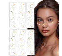 Zasdvn Toppe per trucco, toppe per il viso - Adesivi a lunga durata | Face Speckles Patch per le donne, set di 6 adesivi per il trucco festivi, adesivi temporanei per il viso