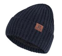 ZASFOU Berretto invernale per uomo e donna foderato in pile, caldo e morbido berretto Slouchy da uomo, unisex con teschio con polsino arrotolato nella stagione fredda, A-blu marino, Taglia unica