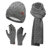 ZASFOU Donna Cappello Invernale Sciarpa lunga Guanti Touch Screen Set Caldo Pile Foderati in maglia Berretto Cappelli Sciarpe lunghe Guanto Regalo per Donna compleanno Natale