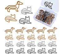 Zasiene Graffette 60 Pezzi Graffette Multicolori Cane e Gatto Stile Animale Graffette Creative Cartoon Novità Graffetta Segnalibro per Libri Cancelleria e Forniture per Ufficio Accessori