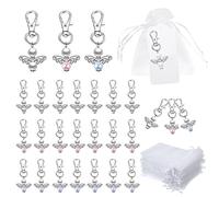 Zasiene Portachiavi Angelo Set 30 Pezzi Perla Angioletti Bomboniere Battesimo per Matrimonio Natale Comunione Ciondolo Regalo per Sacchetto di Organza + Etichetta di Amore in Bianco Bianco
