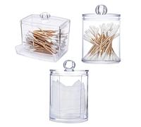 Zasiene Supporto per Tamponi di Cotone 3 Pezzi Porta Dischetti Struccanti Acrilico Cotton Fioc Organizer Bagno Portaoggetti Porta Bastoncini Cotonati Scatola Immagazzinaggio per Tamponi Cosmetici