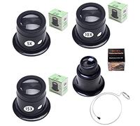 Zasjon Lente dorologiaio Professionale, 4 Pezzi Lenti dingrandimento Fattore di Ingrandimento 5x 10x 15x 20x, Monoculare Riparazione Strumento con supporto filo lente per Orologio, Gioielli, Occhiali