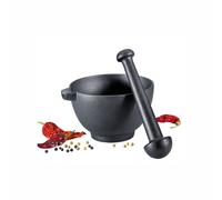 Zassenhaus Manu - Mortaio e pestello in ghisa, 10,2 x 7,6 cm, colore: Nero