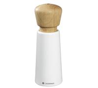 Zassenhaus Norderney - Macinasale in legno di faggio laccato, testa in rovere, meccanismo in ceramica ad alte prestazioni, regolabile, per pepe, sale ed erbe, 18 cm, colore: Bianco