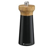 Zassenhaus Macinasale in legno WESTERLAND | nero/legno di faggio | testa in legno di quercia | con meccanismo in ceramica ad alte prestazioni regolabile | Macinaspezie per sale | 14 cm, Ø 5,4 cm