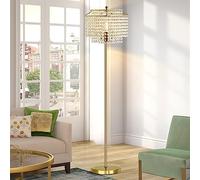 ZASTION - Lampada da terra in cristallo Luvkczc per soggiorno, elegante lampada da terra per camera da letto, lampada da terra moderna con paralume in cristallo, ufficio, lampadina LED da 8 W inclusa
