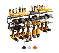 ZASTION Organizer per utensili elettrici per riporre utensili, supporto da parete, supporto per trapano per garage, organizer da parete con ripiano, resistente per uso a vita (2 confezioni nero)