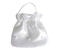 Zasvec Borsa da Sposa in Raso Borsa per la Comunione Borse Bianche con Coulisse Pochette in Raso Borsa da Donna Pochette per Matrimonio Festa di Compleanno