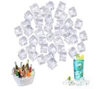 Zasvec Cubetti di Ghiaccio Finti in Acrilico Trasparente 100 Pezzi Cubetti Riutilizzabili Ghiaccio Refrigerante in Plastica Ghiaccio Finto per Matrimoni, Fotografia e come Decorazione