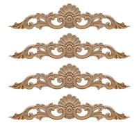 Zasvec Fregi in Legno 4 Pezzi Applique Decorazioni Mobili Applique Lungo Intagliato Decorazione Applique in Legno Fregi in Legno Decorativi per Mobili per Decorazione Mobili 30 * 6.5cm