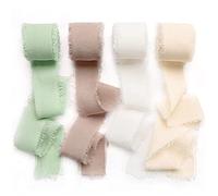 Zasvec Nastro Chiffon 4 Rotoli Nastri Colorati Nastro Decorativo con Frange Nastro da Regalo in Chiffon Nastrino Nastro in Chiffon di Seta per Matrimoni, Lavori di Bricolage 4 cm x 5 yard