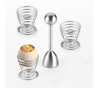 Zasvec Rompi Guscio per Uova Acciaio Inossidabile Set di 4 Separatore di Guscio D'uovo Taglia Uovo Sodo Topper per Tagliauova Apriuova per Uova Separatore per Uova Sode, 13 * 3.7cm, Argento