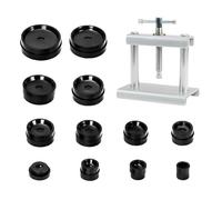 Zasvec Set da 13 Pezzi Pressa per Casse di Orologi Kit Pressa Orologiaio Professionale Kit Cambio Batteria Orologio con 12 Stampi Chiudere Cassa Orologio per Riparazione Quadranti, Rotondi