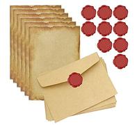 Zasvec Set di Cancelleria Vintage Carta da Cancelleria Vintage e Buste Include 10 Buste, 20 Fogli Carta Lettera e 10 Adesivo Sigilli di Cera per Lettere Fatte a Mano