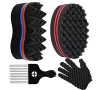Zasvec Spazzola per Capelli in Spugna 2 pezzi Twist Spugna Curl Sponge Magic Twist Spugna Spugna Afro Curl Spugna Capelli Afro con Pettine Afro di Metallo e Spugna Guanti per Wave Barber Tool
