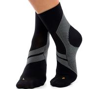 ZaTech Calze a Compressione per Fascite Plantare, Calzini Caviglia Supporto, Tutore Sportiva Elastica Cavigliera Ortopedica (Nero/Grigio, L)