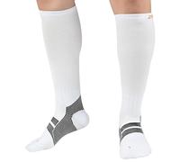 ZaTech calze a compressione per fascite plantare per uomo e donna, calze sportive a compressione, calze anti-trombosi, 20-30 mmHg. (Bianco/Nero, S, 35-38)