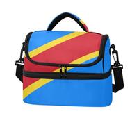 Zathe Borsa termica a doppio strato con bandiera della Repubblica Democratica del Congo Kinshasa, borsa per il pranzo impermeabile con forte supporto per uomini, lavoro, campeggio, spiaggia, viaggi