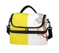 Zathe Borsa termica a doppio strato per il pranzo, con bandiera della Città del Vaticano, resistente all'olio, con tracolla, per spiaggia, campeggio, viaggi su strada