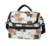Zathe Borsa termica a doppio strato per il pranzo con gattini carini, impermeabile, con tasca laterale in tessuto per spiaggia, campeggio, viaggi su strada