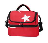 Zathe Borsa termica per il pranzo a doppio strato, con bandiera della Turchia, colore rosso, a doppio strato, riutilizzabile, con tasca laterale in tessuto per adulti, uomini e donne