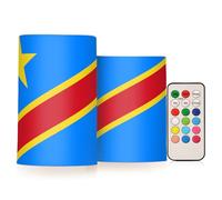 Zathe Candele tremolanti senza fiamma a distanza a led candele senza fiamma per la decorazione domestica bandiera della Repubblica Democratica del Congo Kinshasa