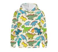 Zathe Felpa alla moda per ragazzi e ragazze, motivo dinosauro colorato, felpa con cappuccio con tasca a marsupio XXS, Motivo colorato con dinosauri, 4 anni