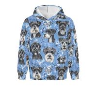 Zathe Felpe a girocollo per bambini e ragazze, motivo floreale con cane blu, felpa con cappuccio con tasca a marsupio XXS, Motivo Fiore Cane Blu, 5 anni